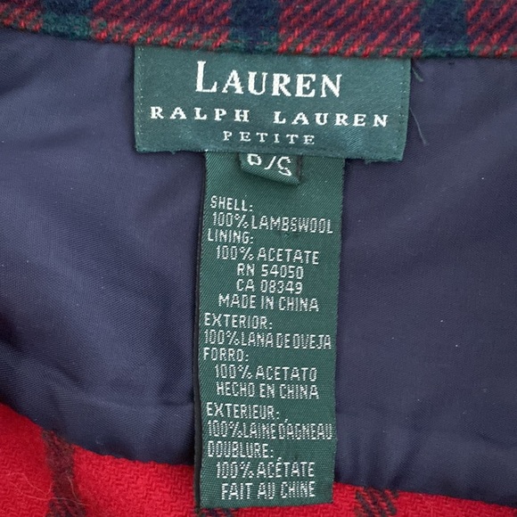 Lauren Ralph Lauren Wool Red/Navy Plaid Zipper Jacket - Picture 5 of 8